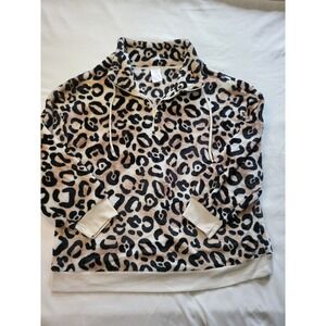 Secret Treasures Leopard Print‎ Fleece Pajama Set Womens 2X 18W-20W Quarter Zip